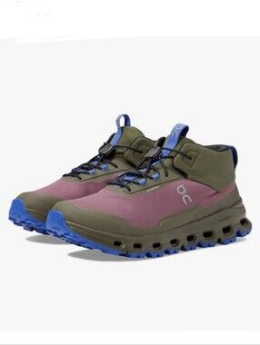 On Cloudhero Mid Waterproof Cherry Olive Blue Mid Top Sneakers Unisex Kids 4.5Y